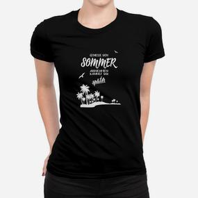 Tropical Summer Vibes Herren Frauen Tshirt, Schwarz mit Palmen-Print - Seseable De