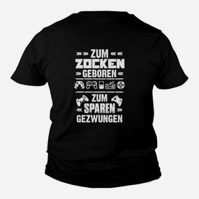 Gamer-Kinder Tshirt Zum Zocken geboren, zum Sparen gezwungen, Fun-Kinder Tshirt für Gamer - Seseable De