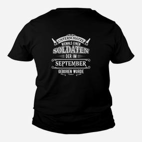Schwarzes Kinder Tshirt für Soldaten, September Geburtstag - Seseable De