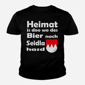 Bayerisches Motto Kinder Tshirt Heimat is doo wo des Bier Seidla is mit Wappen, Trachten-Look - Seseable De