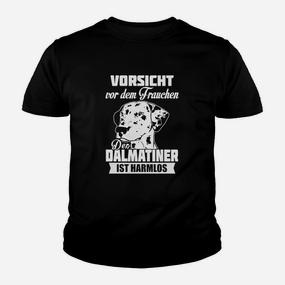 Dalmatiner Schwarzes Kinder Tshirt Vorsicht vor dem Frauchen, Lustiges Hunde-Motiv Tee - Seseable De