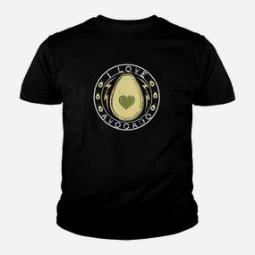 I Love Avocado Herz-Design Schwarzes Kinder Tshirt für Avocado-Liebhaber - Seseable De