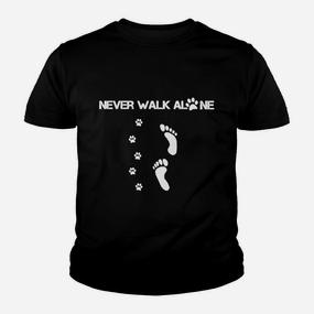 Inspirierendes Schwarzes Kinder Tshirt Never Walk Alone - Fußabdrücke & Pfoten-Design - Seseable De