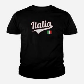 Italien Fan-Kinder Tshirt Schwarz mit Italia Aufdruck & Nationalflagge - Seseable De