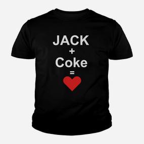 Jack + Coke = Herz Schwarzes Kinder Tshirt, Lustiges Getränke Design - Seseable De