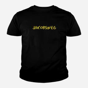 Jakobsweg Schwarzes Kinder Tshirt mit gelber Schrift für Pilger - Seseable De