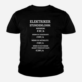 Lustiges Elektriker-Stundenlohn Kinder Tshirt, Witziges Berufs-Hemd - Seseable De