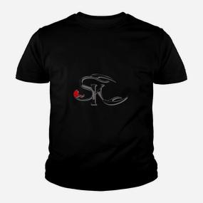 Schwarzes K-Design Kinder Tshirt mit rotem Akzent, Stilvolles Herrenmode - Seseable De