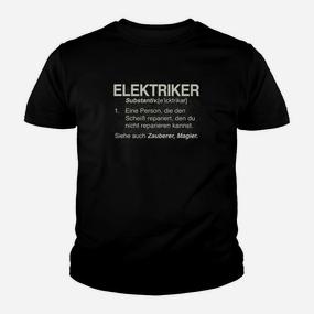 Schwarzes Kinder Tshirt Elektriker-Definition, Lustige Berufs-Kleidung - Seseable De