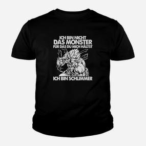 Schwarzes Kinder Tshirt mit Drachen & Spruch: Ich bin schlimmer als das Monster - Seseable De