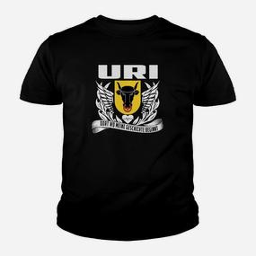 Schwarzes Kinder Tshirt mit URI-Emblem & Flügeln, Motivationsspruch Design - Seseable De