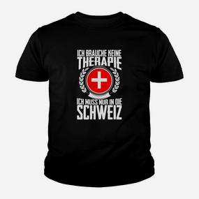 Schwarzes Kinder Tshirt Therapie in der Schweiz mit Schweizer Kreuz - Seseable De