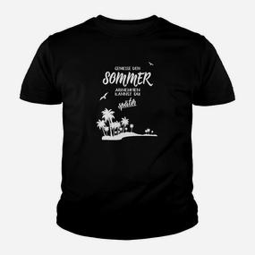 Tropical Summer Vibes Herren Kinder Tshirt, Schwarz mit Palmen-Print - Seseable De