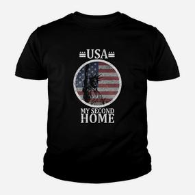 USA-Themen-Kinder Tshirt im Vintage-Look, My Second Home mit Amerikanischer Flagge - Seseable De
