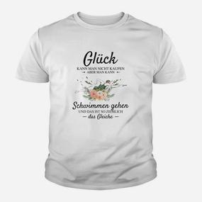 Glück Schwimmen Gehen Kinder Tshirt, Inspirierendes Zitat mit Blumen - Seseable De