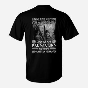 Brüder im Kampf Schwarz T-Shirt, Inspirierendes Krieger Zitat Design - Seseable De