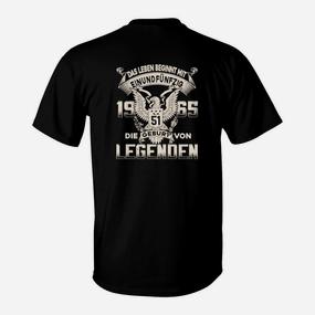 Legenden Geboren 1965 T-Shirt mit Adler, Personalisierter Jahrgang - Seseable De