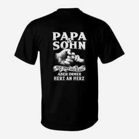 Papa & Sohn Herz an Herz Schwarzes T-Shirt, Motiv mit Handabdruck - Seseable De
