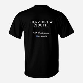 Personalisiertes Schwarzes T-Shirt Benz Crew [South] Rückenaufdruck - Seseable De