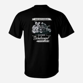 Schwarz Herren-Motorradshirt mit Schutzengel-Motiv, Biker Schutz Design - Seseable De
