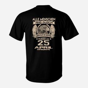 Schwarzes T-Shirt zum Geburtstag 25. April, Adler-Motiv für Geborene - Seseable De