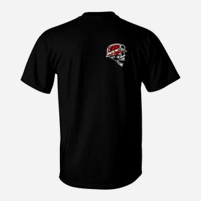 Totenkopf-Print Schwarzes T-Shirt für Herren, Gruseliger Stil - Seseable De