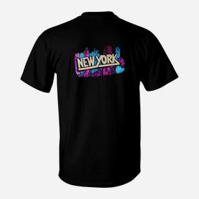 Urbanes Graffiti-Design T-Shirt New York City, Stylisches Schwarz - Seseable De