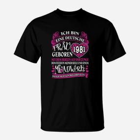 1981 Geburtsjahr T-Shirt für Damen, Ich bin eine deutsche Frau - Seseable De