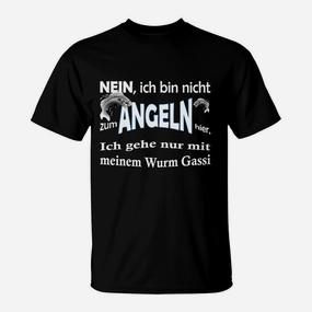 Angler T-Shirt Schwarz mit Lustigem Spruch, Humorvolles Fischen Tee - Seseable De