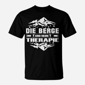 Bergliebhaber T-Shirt Schwarz, 'Die Berge sind meine Therapie' Motiv - Seseable De