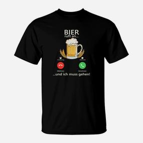 Bier Humor T-Shirt Bier ruft an... und ich muss gehen! mit Bierglas-Design - Seseable De