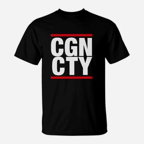 CGN CTY T-Shirt in Schwarz, Urban Style mit Aufdruck in Weiß und Rot - Seseable De