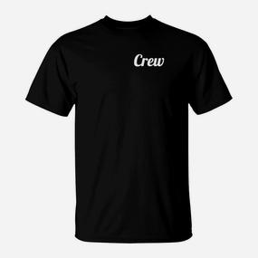 Crew-Aufschrift Unisex T-Shirt in Schwarz, Basic Style - Seseable De
