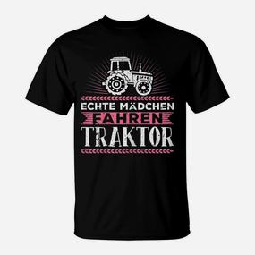Damen Echte Mdchen Fahren Traktor Treck T-Shirt - Seseable De