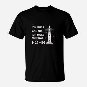 Föhr-Liebhaber T-Shirt Schwarz, Spruch & Leuchtturm Motiv - Seseable De