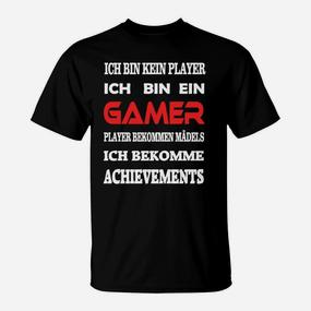 Gamer Statement T-Shirt Schwarz – Ich bin kein Player, ich bin ein Gamer - Seseable De