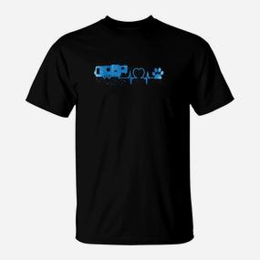 Herren T-Shirt Gaming-Konsole & Pfoten-Herz Blau auf Schwarz, Gamers Bekleidung - Seseable De
