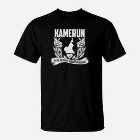 Kamerun Adler Motiv T-Shirt, Schwarz mit Patriotischem Slogan - Seseable De