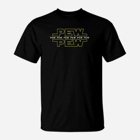 Lässiges 'Pew Pew Pew' Grafik T-Shirt, Bequemes Freizeitshirt - Seseable De