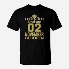 Legenden Sind Am 02 November Geboren T-Shirt - Seseable De