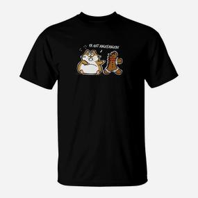Lustiges Katzen & Schneemann T-Shirt, Es hat angefangen Design - Seseable De