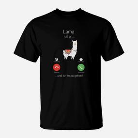 Lustiges Lama Anruf-Witz T-Shirt - Ich Muss Gehen, Lama Ruft! - Seseable De