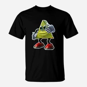 Lustiges T-Shirt mit Dreieckscharakter, Sonnenbrille und Sneakers für Herren in Schwarz - Seseable De