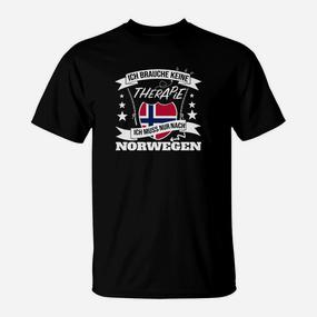 Norwegen Fan T-Shirt Keine Therapie, nur Norwegen Lustiges Spruch Tee - Seseable De