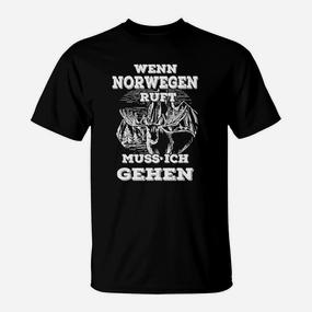 Norwegen-Liebhaber T-Shirt, Wikinger-Motiv Wenn Norwegen ruft - Seseable De