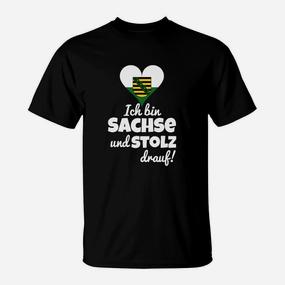 Sächsisches Stolz-Herz T-Shirt, Ich bin Sachse und stolz Aufdruck - Seseable De