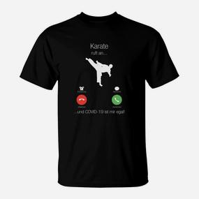 Schwarzes Karate Humor T-Shirt, Lustiges 'Karate ruft an' Design - Seseable De