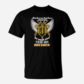 Schwarzes T-Shirt Adler-Emblem & Dresden-Slogan, Urbaner Stil - Seseable De