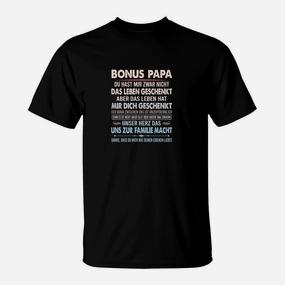 Schwarzes T-Shirt für Stiefväter, Emotionaler Bonus Papa Spruch - Seseable De