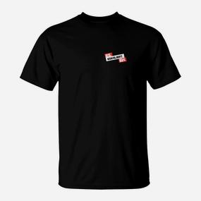 Schwarzes T-Shirt mit Logo-Print auf der Brust, Trendiges Design - Seseable De